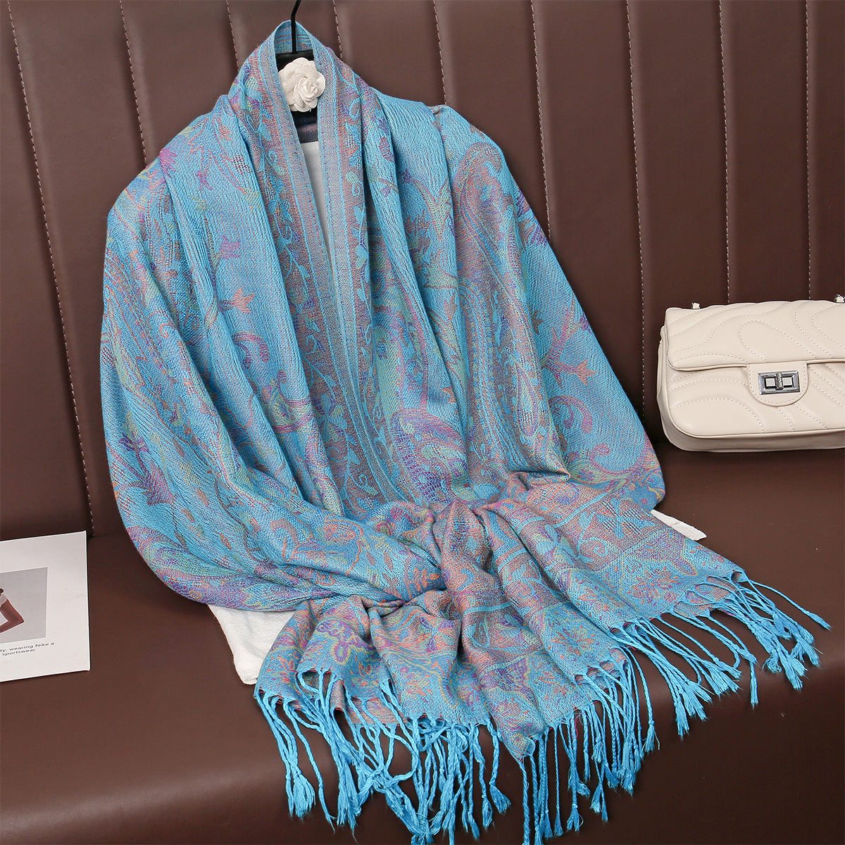 MY01 Cashmere Shawl Women's Scarf Cashew Jacquard