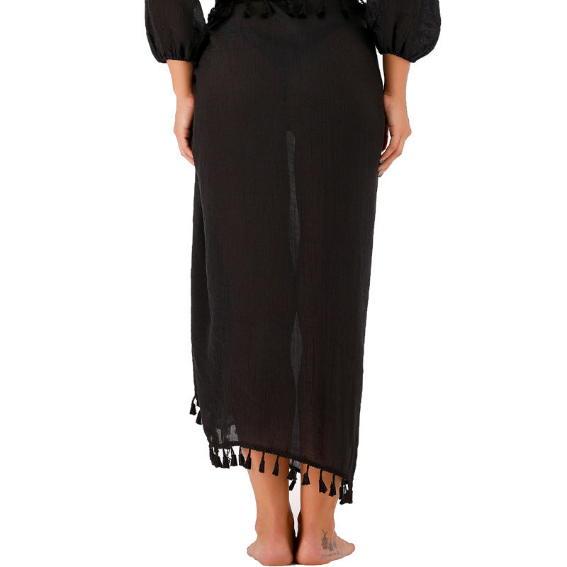 SL31  Half-length tassel shawl sun protection wrap skirt