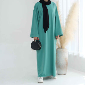 LR737  Plain Hooded Sweatshirt Abaya Dress