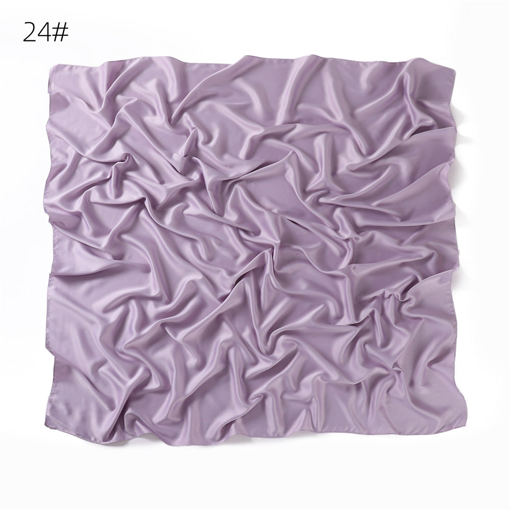 YZ104  110cm cross-border new large size breathable soft matte imitation silk color Ding pure color square scarf scarf