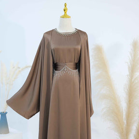 LR806  Elegant Abaya Two-Piece Set + Crystal Chain