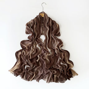 SS007  Gradient Rainbow Collection Short Tassel Crinkled Hijab