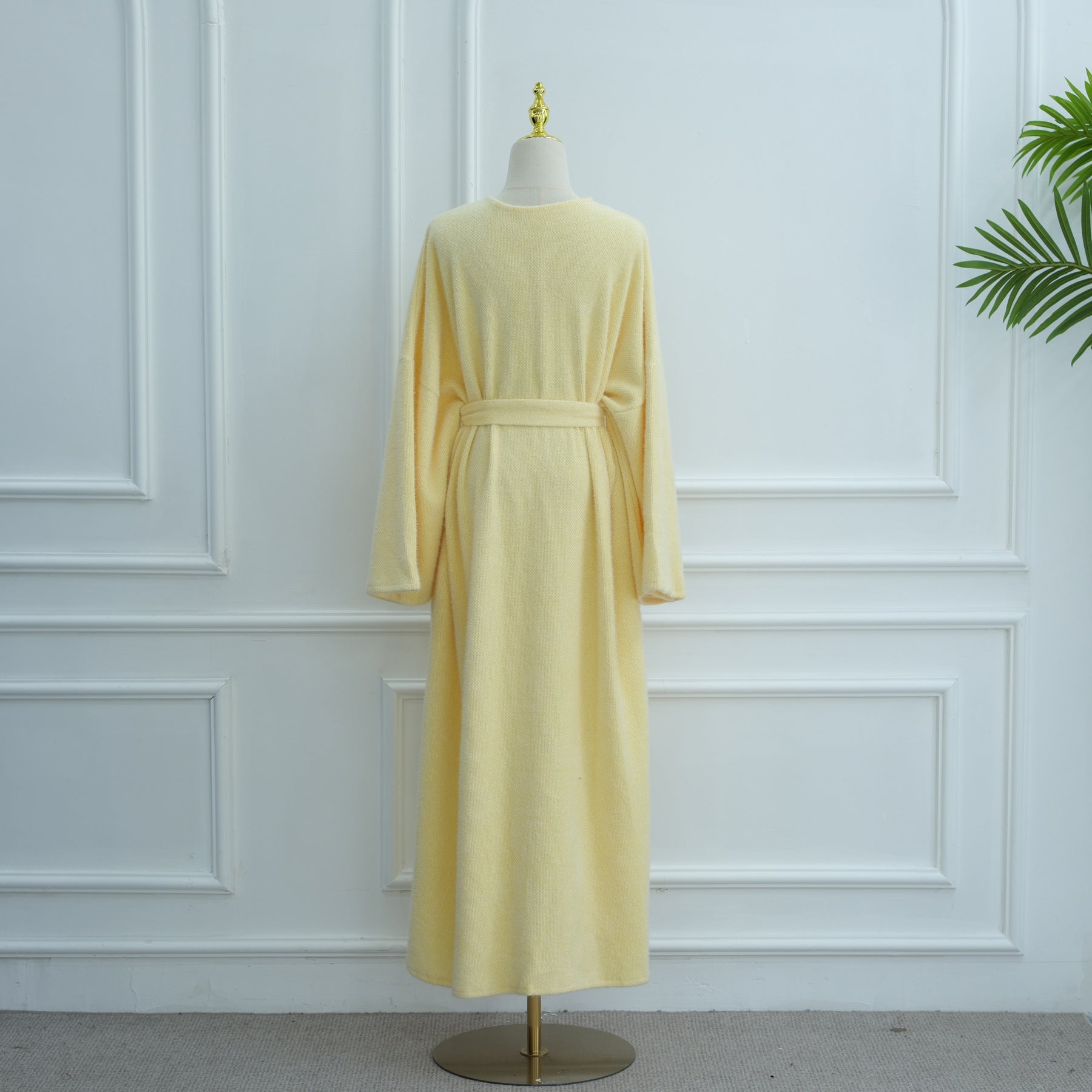 LR1125  Thick Winter Abaya Cardigan with Belt