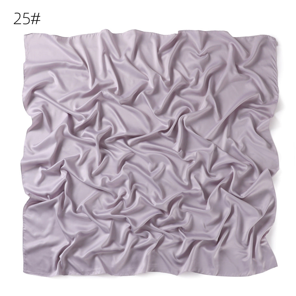 YZ104  110cm cross-border new large size breathable soft matte imitation silk color Ding pure color square scarf scarf