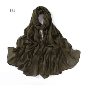 YZ175  Plain Lurex Chiffon Hijab with Fine Pleats