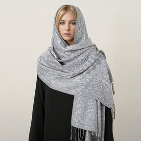 MY14 Winter cashmere-like warm tassel jacquard scarf