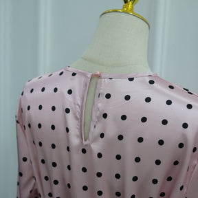 LR1357&LR1185  Lace Panel Polka Dot Polyester Top + Skirt Set