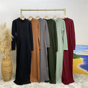 6435-1 plain Sweater base dress abaya