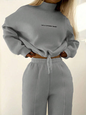 M1051  Women's New Spring Printed Sweatshirt 2-Piece Set