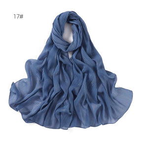 YZ175  Plain Lurex Chiffon Hijab with Fine Pleats