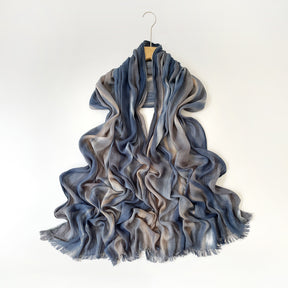 SS007  Gradient Rainbow Collection Short Tassel Crinkled Hijab