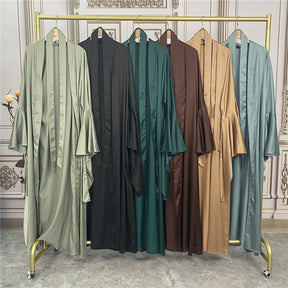 baju abaya muslimah polos satin 1925 (set)