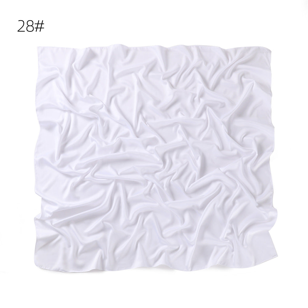 YZ104  110cm cross-border new large size breathable soft matte imitation silk color Ding pure color square scarf scarf