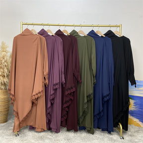 6693 plain abaya with lace