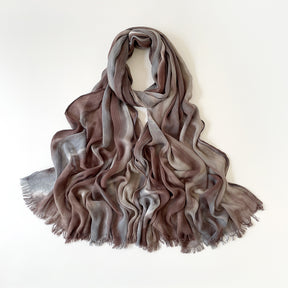 SS007  Gradient Rainbow Collection Short Tassel Crinkled Hijab