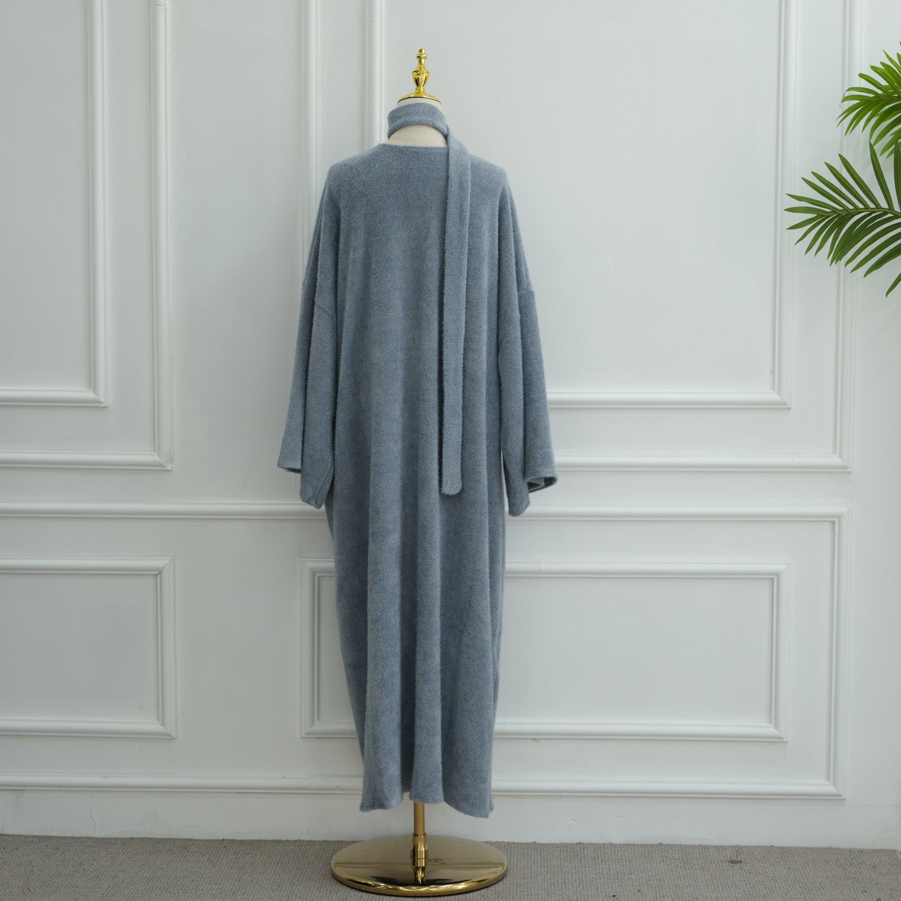 LR1125  Thick Winter Abaya Cardigan with Belt