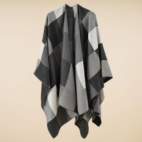 Plaid blanket warm fringed cardigan shawl for autumn and winter