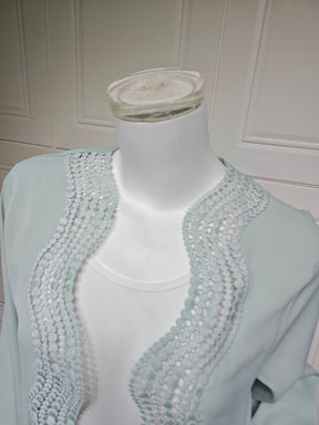 MQ255  Elegant Lace Trim Long Dress Cardigan