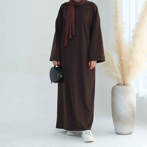 LR737  Plain Hooded Sweatshirt Abaya Dress