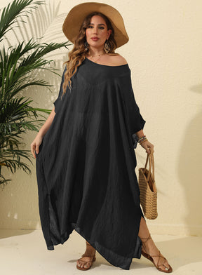 F799   Solid color loose beach slit maxi skirt