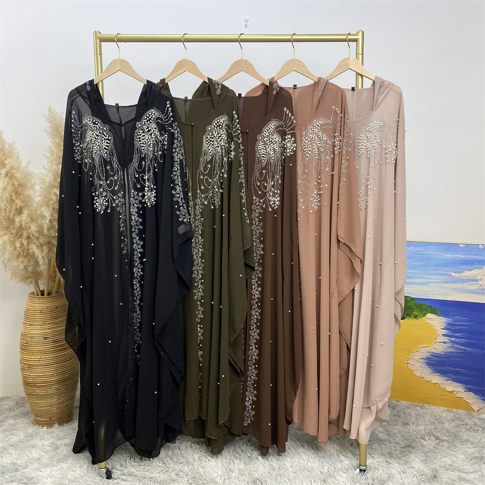 6741 plain stamping rhinestone cardigan abaya