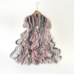 SS007  Gradient Rainbow Collection Short Tassel Crinkled Hijab