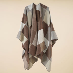 Plaid blanket warm fringed cardigan shawl for autumn and winter