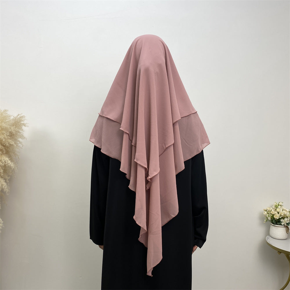 2305 high quality two layers khimar hijab