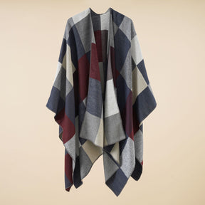 Plaid blanket warm fringed cardigan shawl for autumn and winter