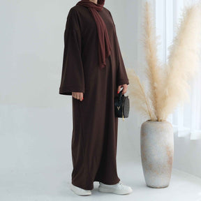 LR737  Plain Hooded Sweatshirt Abaya Dress