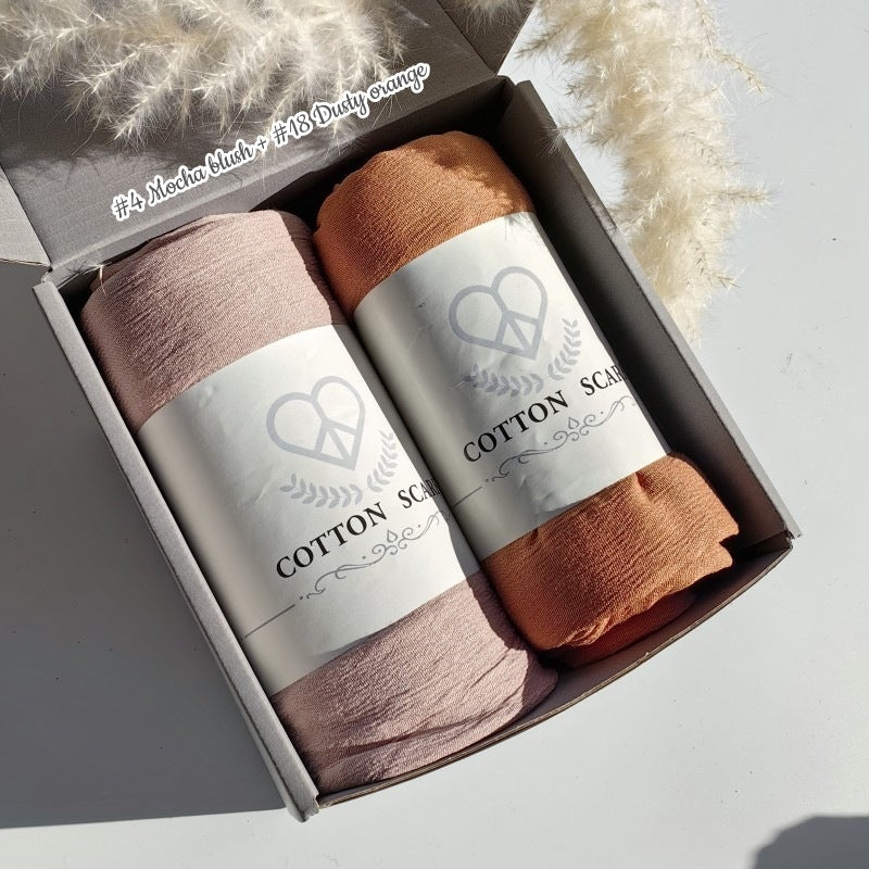 WJA168 Natural Wrinkle Rayon Scarf Solid Color Neck Scarf Cotton Linen Shawl - MinYang Fashion Apparel Accessory Manufacturer