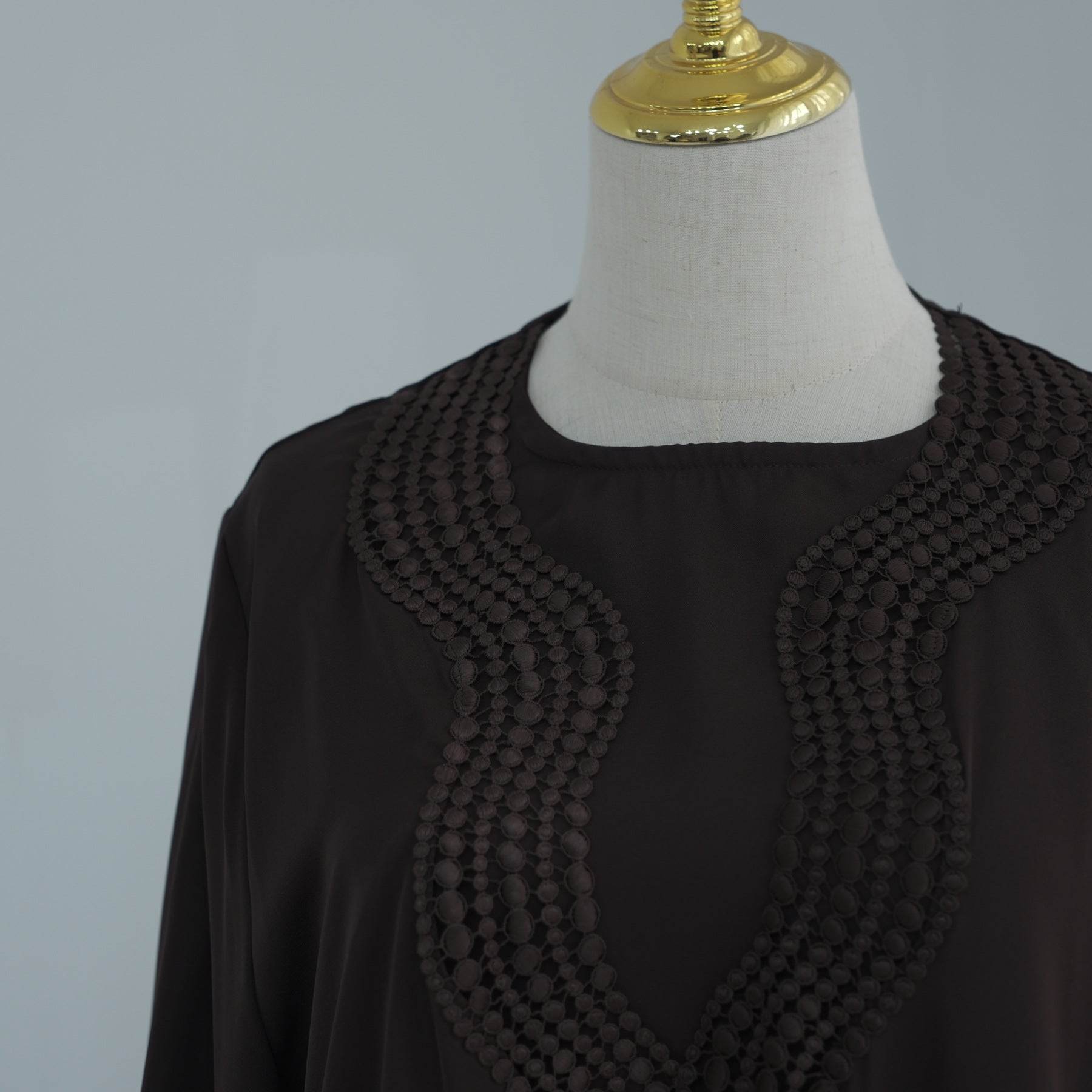 LR1183  Plus Size Wavy Lace Nida Cardigan + Inner Layer Set