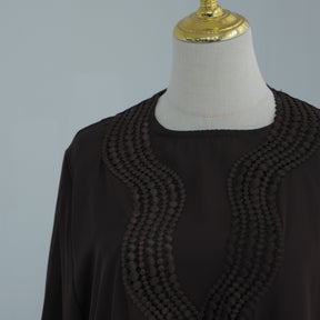 LR1183  Plus Size Wavy Lace Nida Cardigan + Inner Layer Set
