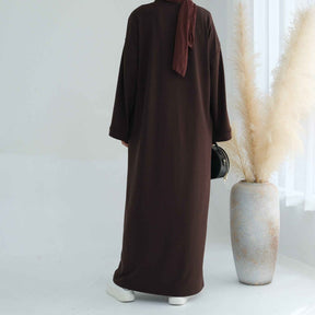 LR737  Plain Hooded Sweatshirt Abaya Dress