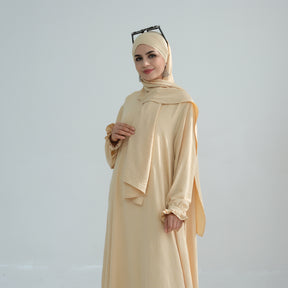 LR709  Elegant solid color dress two-piece set (abaya + hijab)