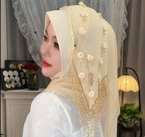MY320  Plain Rose Rhinestone Polyester Turban Hijab - MOQ:20 PCS