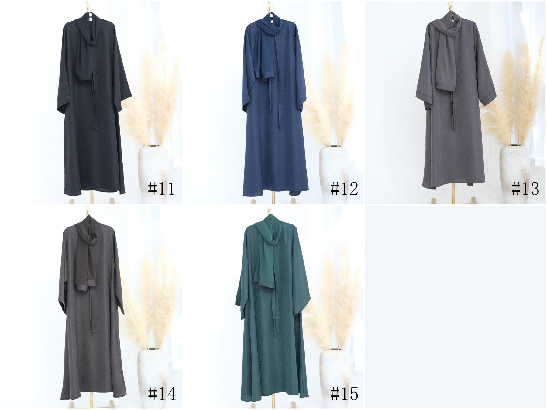 LRDB010+LRDB011  Fashion Print Elegant Cardigan Dress with Hijab Two-Piece Set