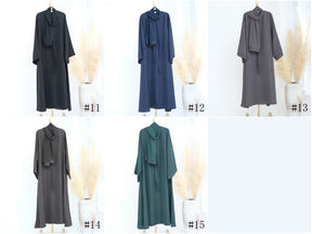 LRDB010+LRDB011  Fashion Print Elegant Cardigan Dress with Hijab Two-Piece Set