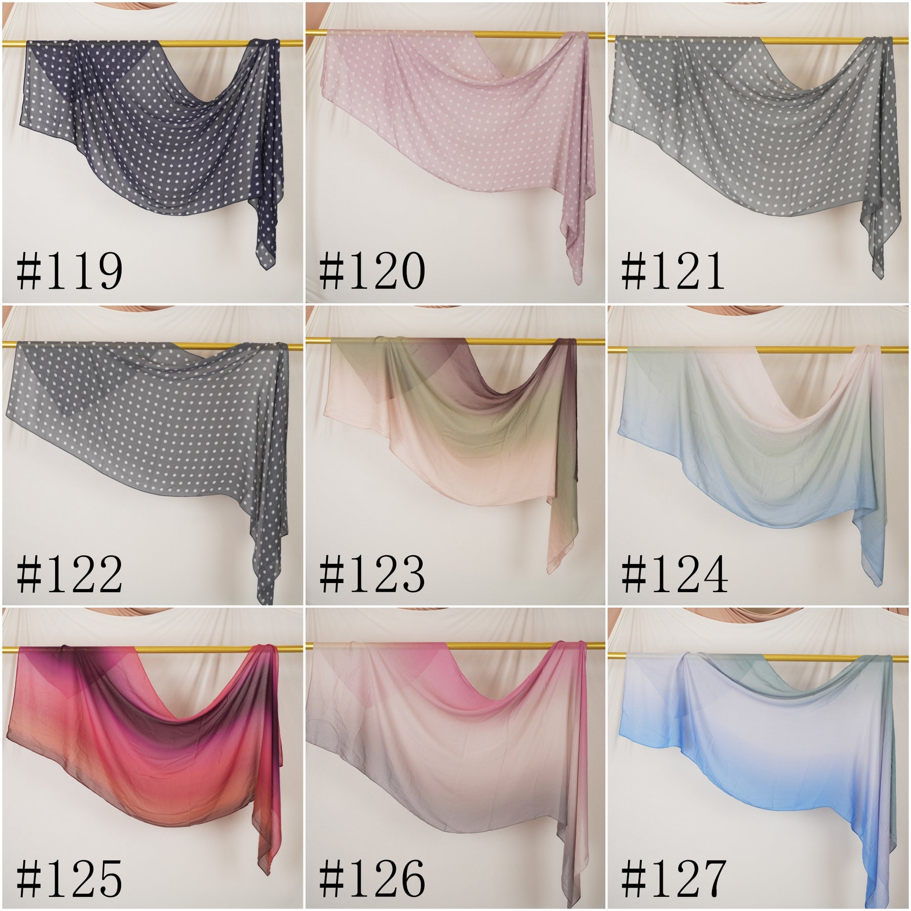 DL001  Modal printed hijab with square corners and rolled hem