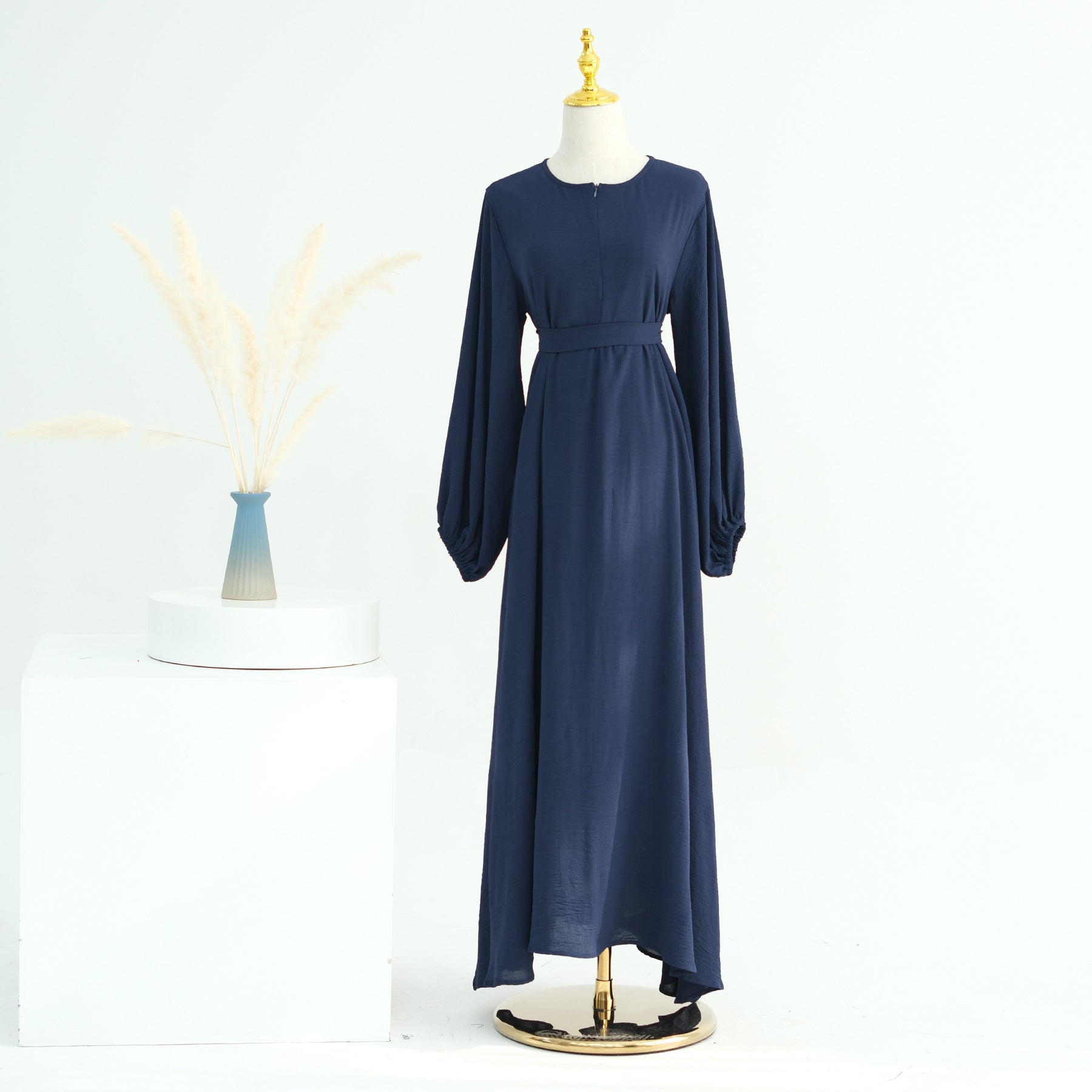 LR708  Plain Viscose Elastic Cuff Dress