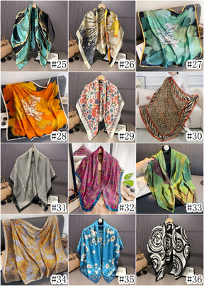 S11001  110*110 cm Printed Silk-Look Large Square Scarf