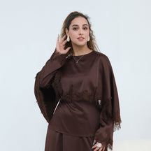 LR1178  Lace-Trim Polyester Top with Shawl & Skirt Set - Sold Separately