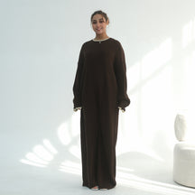 LR1108  Autumn/Winter Contrast-Color Faux Cashmere Jersey Dress