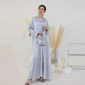 LR627+LR635 Amazon Dubai Spring and Summer Daily Solid Color Bead Suit Dress Robe