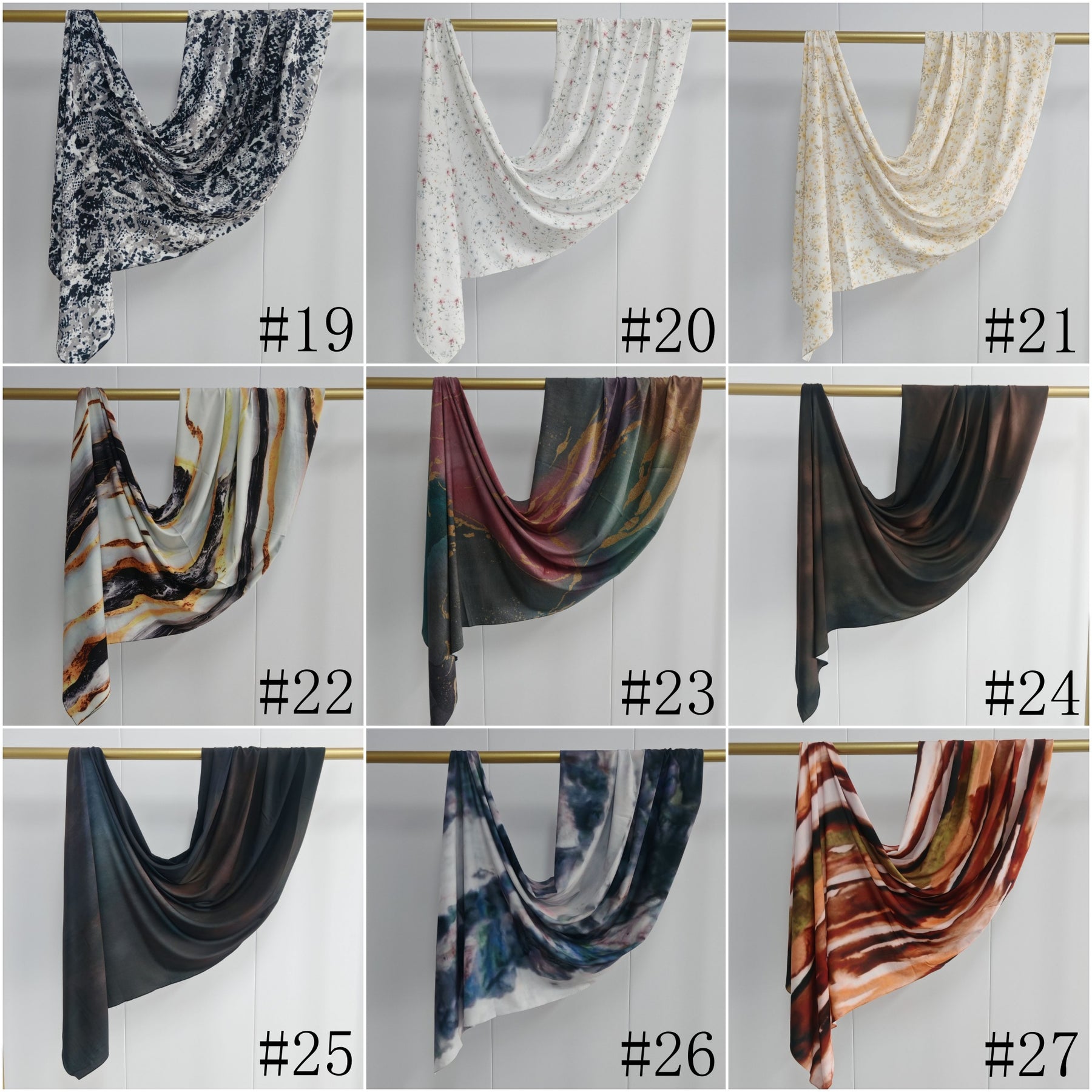 JBWJ001  Soft Modal Watercolor Printed Double-Sided Ethnic Long Hijab
