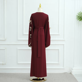 LR962+LR1003 Plain Bow Abaya Dress Set