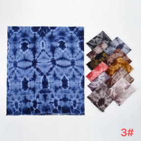 SS013  Modal Tie-Dye Printed Hijab with Short Fringe Ends