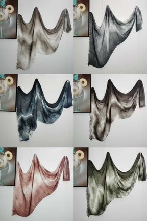 SS011  Modal Gradient Color Short Tassel Crinkled Hijab