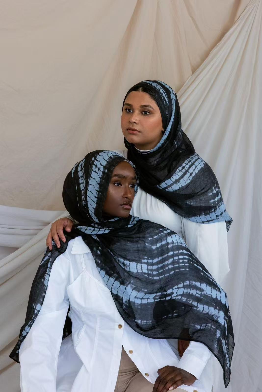 MYR002  Printed Modal Hijab – Elegantly Styled on Model