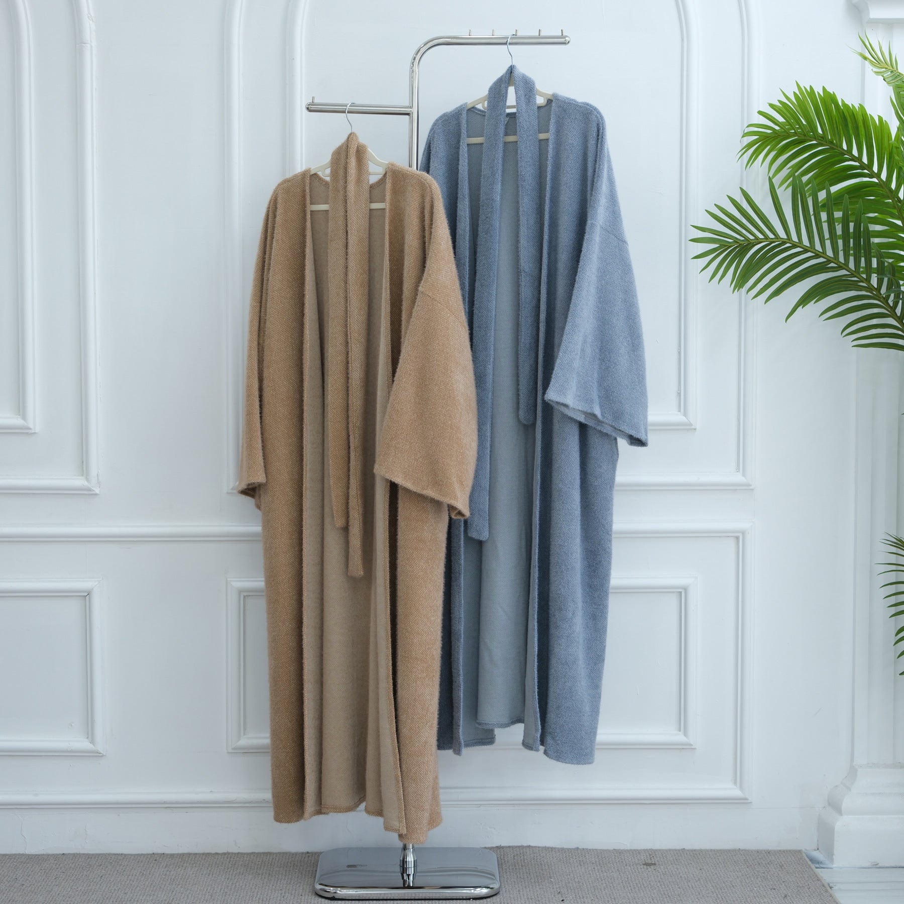 LR1125  Thick Winter Abaya Cardigan with Belt